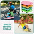 thumbnail image 3 of 4 Pieces Sports Scooter Board with Handles Plastic Casters Floor Sitting Scooter Boards for Kids Children Gym Indoor Outdoor Activities Play Equipment, 11.22 x 11.22 inch, 3 of 13