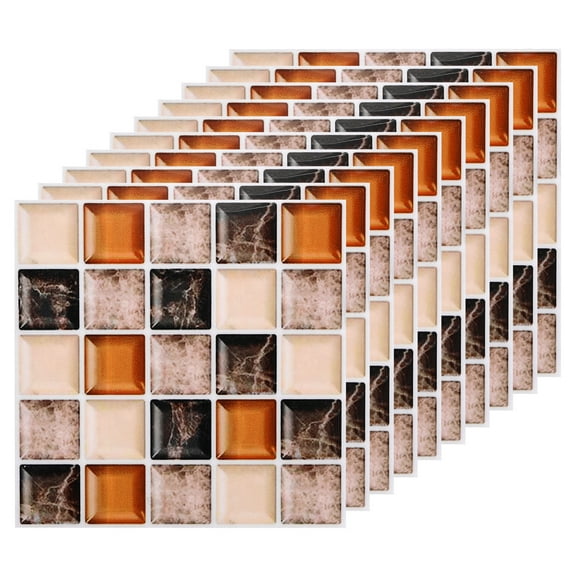 25 Sheets Peel and Stick Tiles, 3.94"x3.94"x0.02" for Kitchen Wall Stairs, Black Beige