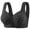 Black, variant on Women's Plus Size Heart Print Front Button Wireless Bra, Fixed Cup Breathable Adjustment Wide Strap Vest Daily Lingerie