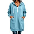 thumbnail image 2 of Ynynloco Women's Fall Winter Sweatshirt Dress Long Sleeve Hoodie dresses Half Zip Drawstring Hooded Tunic Tops with Pocket, 2 of 7