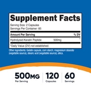 Nutricost Keratin Hydrolized Peptide Capsules - 120 Capsules (500mg each) - Non-GMO, Gluten-Free Formula