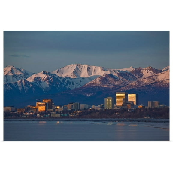 Great BIG Canvas | "Downtown Anchorage Skyline, Spring, Southcentral Alaska" Art Print - 36x24