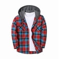 thumbnail image 2 of Mens Flannels Dqueduo Men's Flannel Plaid Long Sleeve Hooded Button Front Chest Pocket Casual Shirt Jacket Multicolor XXL, 2 of 7