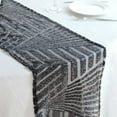 thumbnail image 6 of Efavormart 12"X108" Black Sparkly Sequin Geometric Tulle Fabric Table Runner, 6 of 11