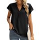 thumbnail image 1 of ICHUANYI Clearance Women Loose Casual Short Sleeve V-Neck Solid Casual Blouse T-shirt Tunic Tops(Black, XL) ICHUANYI WER2023081111288, 1 of 9