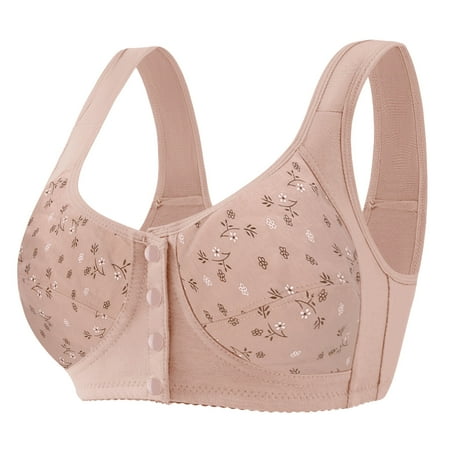 Blphud Woemn Bras Plus Size Sports Bras for Women Lingerie Women Bra Underwear Women Full Cup Print Thin Underwear Plus Size Front Button Wireless Sports Bra Cover Large Size Bras 48/110