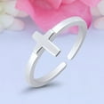 thumbnail image 4 of 7mm Cross Toe Band Ring 925 Sterling Silver Thin Adjustable Stylish Rings For Women, 4 of 5