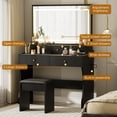 thumbnail image 6 of LUCKLIFE Black Vanity Desk with Mirror and Lights, 5 Drawers & Charging Station, Vanity Table and Chair Set, 6 of 8