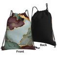 thumbnail image 4 of Leisure Draw String Mouth Backpack 16 X 14 Woven Band Durable Not Easy To Fall Off In Travel Portable Draw String Design Green And Brown Gold Marble, 4 of 8