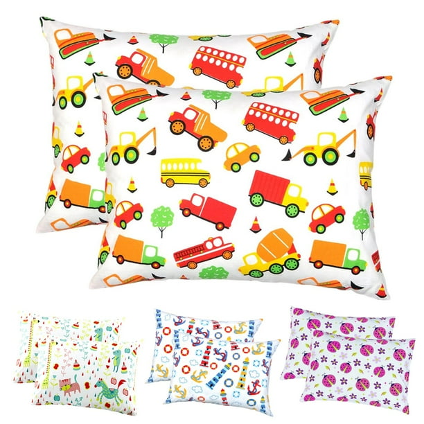 Mellanni Pillowcase Set of 2 Toddler size 14 x 19, Cars Print Soft
