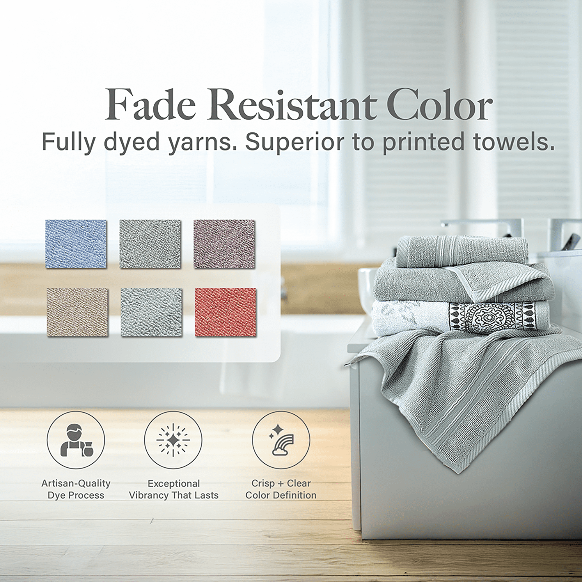 Modern Threads Ophelia 6-Piece Cotton Adult Bath Towel Set, Dark Sage