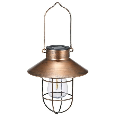 

Solar Powered Energy H-anging Lamp Outdoor Lantern with B-ulb Industrial Style Design IP44 Water Resistance Built-in 600mAh High Capacity Rechargeable Cell for Garden Yard Patio Deco Decorat