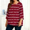 thumbnail image 6 of purcolt Women's Striped Oversized T Shirts 3/4 Sleeve Plus Size Tops Summer Casual Crew Neck Loose Fit Tunic Tops, 6 of 7