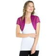 thumbnail image 4 of Fashion Secrets Women's Short Sleeves Sheer Chiffon Bolero Shrug Short Cardigan (Large, Magenta), 4 of 5