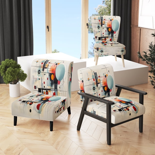 Designart "Geometric Metamorphosis Colorful Suprematism" Chaise d'Appoint Abstraite Multicolore - Fauteuil Moderne pour Chambre