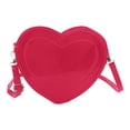 thumbnail image 2 of Bolso de hombro con forma de corazón, de piel sintética brillante, ajustable y desmontable. Rosa roja, 2 of 7