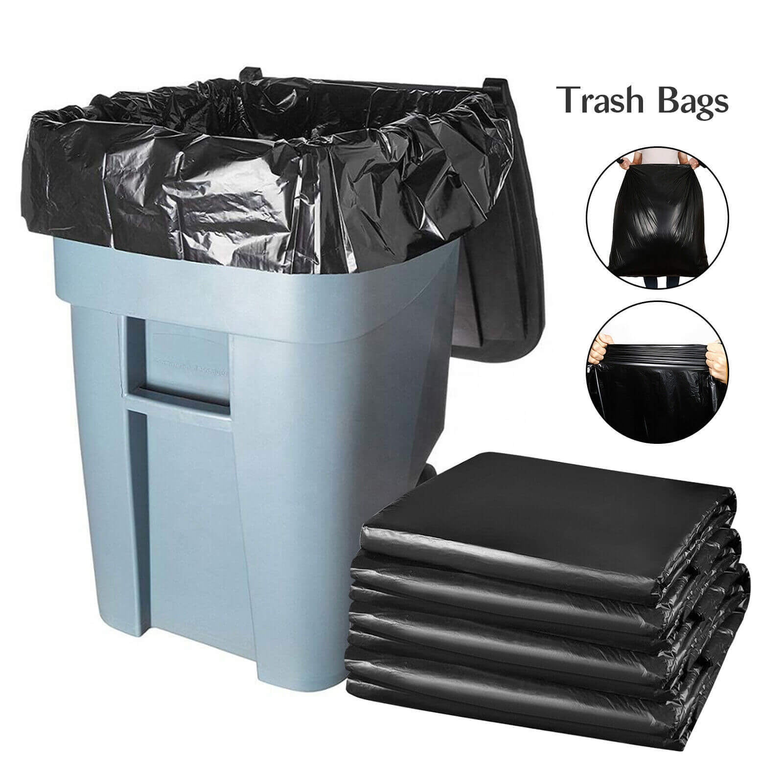 65 Gallon Trash Bags25 Pack Extra-large Black Heavy Duty Trash Can  LinersTras