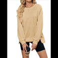 thumbnail image 3 of Sudadera Informal de Cuello Redondo para Mujer, Holgada, Suave y de Larga Amarillo Albaricoque XL, 3 of 10