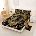 thumbnail image 2 of Homewish Skull Spider Web Queen Sheets,Baroque Damask Queen Sheet Sets,Black Golden,Halloween Bed Set,4 Pieces,1 Flat Sheet, 1 Fitted Sheet and 2 Pillowcases, 2 of 6