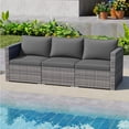 thumbnail image 2 of Gymax Set of 3 Patio Sectional Sofa Set PE Rattan Modular Couch Furniture Set w/Cushions Grey, 2 of 10