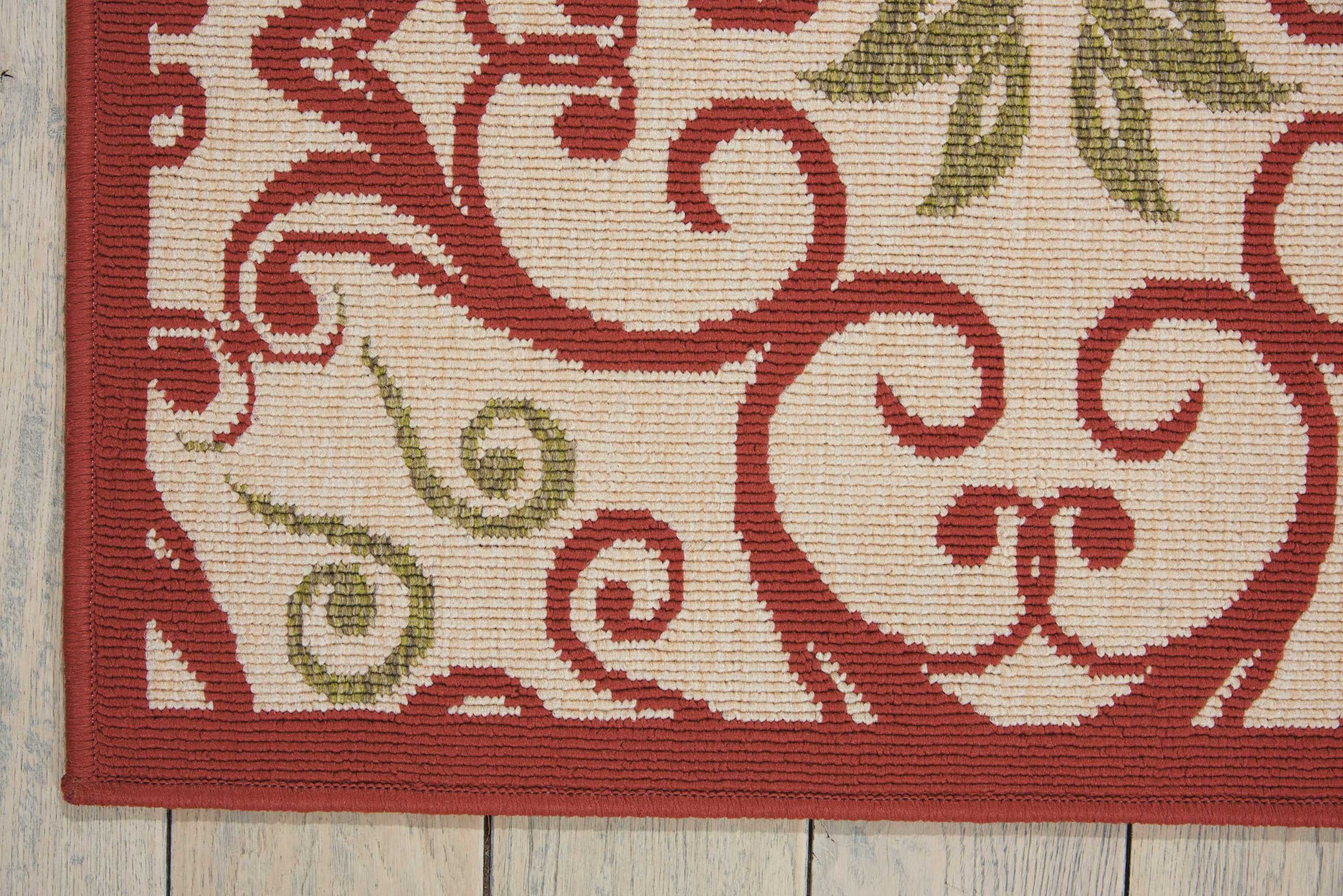 Nourison Caribbean Indoor/Outdoor Ivory/Rust 9'3" x 12'9" Area Rug, (9x13)