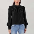 thumbnail image 2 of Baberdicy Women's T-Shirts Womens Mock Neck Crew Neck Blouses Long Sleeve Business Casual Tops Shirt Womens Tops Black, 2 of 5