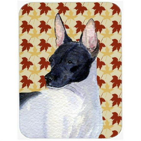

Rat Terrier Fall Leaves Portrait Glass Cutting Board- Large