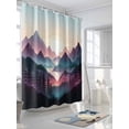 thumbnail image 3 of Fsddascl Farmhouse Mountain Shower Curtain Set - Long 72" x 84" Washable Bathtub Curtain with 12 Hooks, Country Cabin Nature Sunrise Forest Waterproof Fabric Stall Shower Curtains for Bathroom, 3 of 6