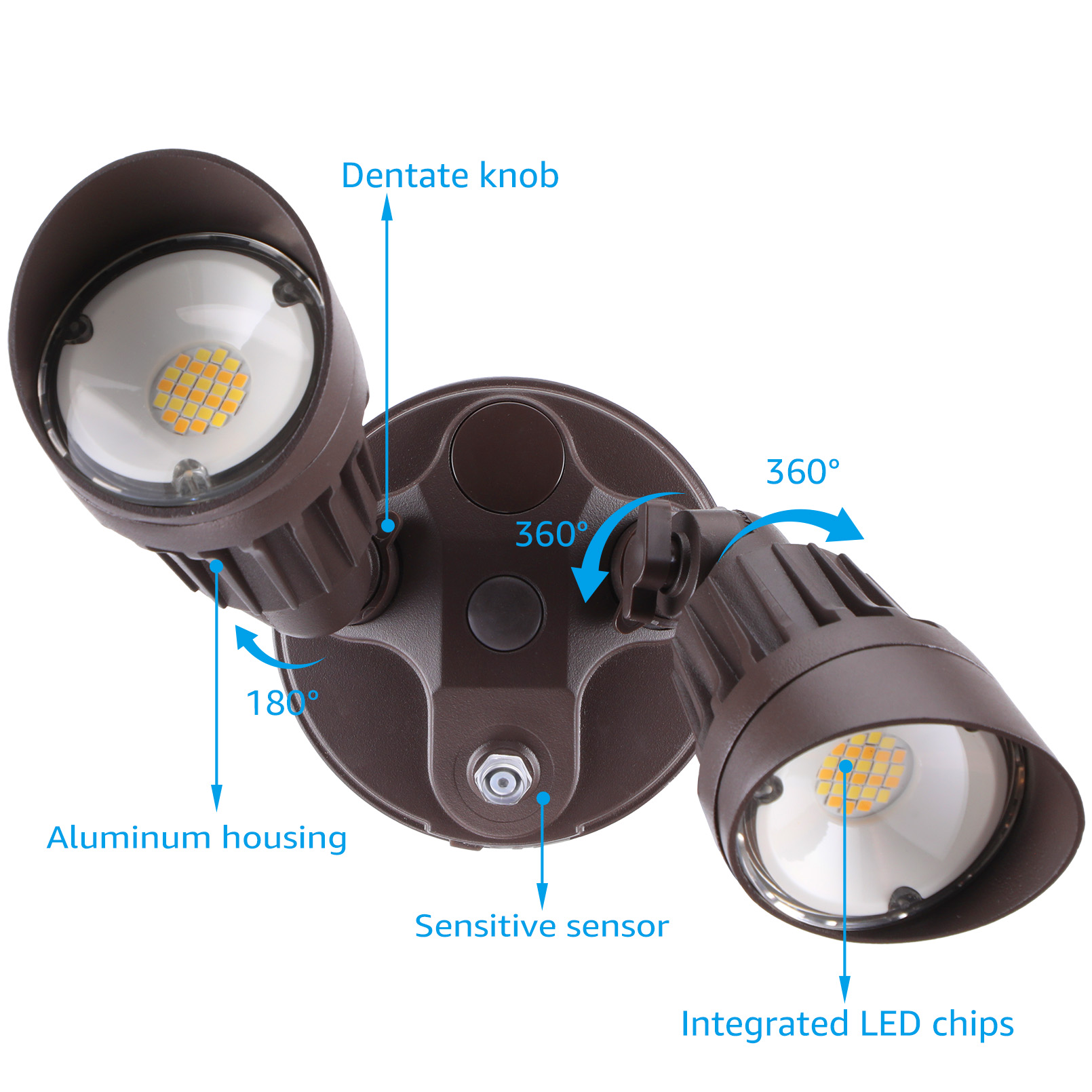 2 Pack 3CCT LED Security Light, Dusk to Dawn LED Flood Light with Photocell, 3000K/4000K/5000K Selectable, Bronze