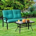 thumbnail image 3 of Patiojoy 2PCS Patio Conversation Set Outdoor Loveseat w/Coffee Table & Turquoise Cushions, 3 of 6