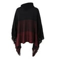 thumbnail image 3 of MuZeFu Sweater Wrap Pullover Top Coat Women's Solid Color Shawl Warm Collar Tassel Solid Color Knitted Cape Shawl Blouse, 3 of 3