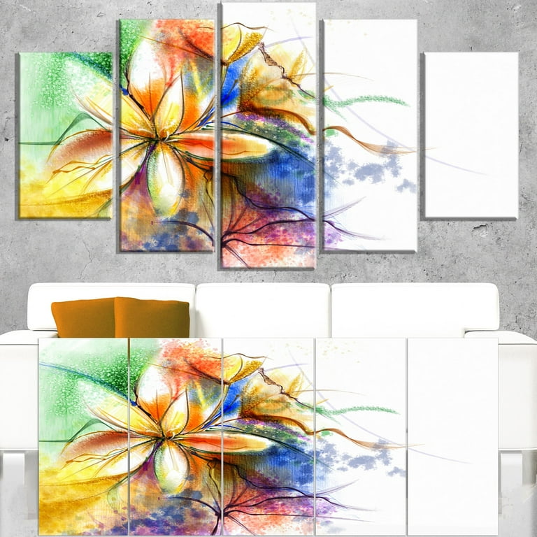 ArtbyHannah 24x48 inch Colorful Flower Large Canvas Painting Wall