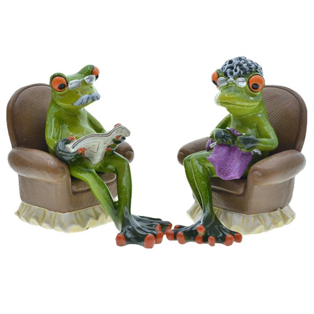 2 figuras de rana de patas largas modernas, esculturas de animales, estatuas de jardín coleccionables 8cmx10cm
