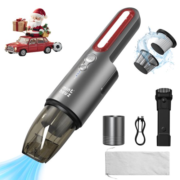 Aspiradora portátil Minthouz para coche, inalámbrica, con luz LED