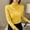 Yellow, variant on BRGZLK Women Tops Fashion Solid Color Long Sleeve Double Sided Modal Half High Collar Comfort Thermal Base Layer Tops White XXXL