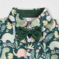 thumbnail image 2 of Kaprioy Baby Boy Outfit Toddler Baby Boy Clothes Shorts Set Dinosaur Print Bow Tie Shirt Short Sleeve Button Down Top Solid Shorts Summer Outfit, 2 of 3