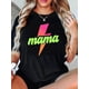 thumbnail image 1 of Camisetas para mujer, de verano, casual, manga corta, cuello redondo, con estampado, color blanco negro, blusaWomen's Trendy Gradient Lightning Graphic Tee - Casual Crew Neck Short Sleeve, Stretchy, 1 of 6