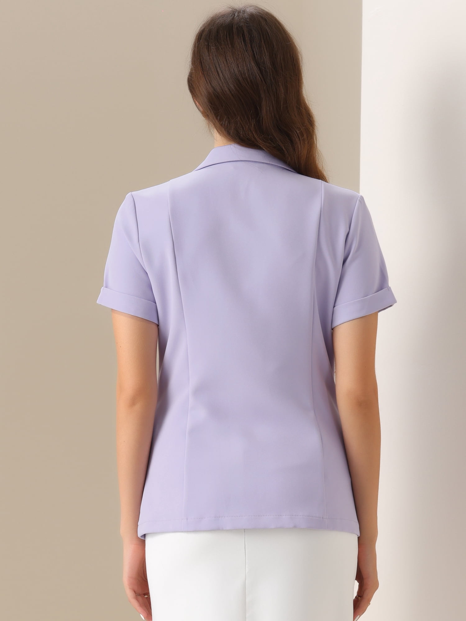 DARING DIVA Women's Short Sleeve Blazer Button Office Suit Jacket XS Purple