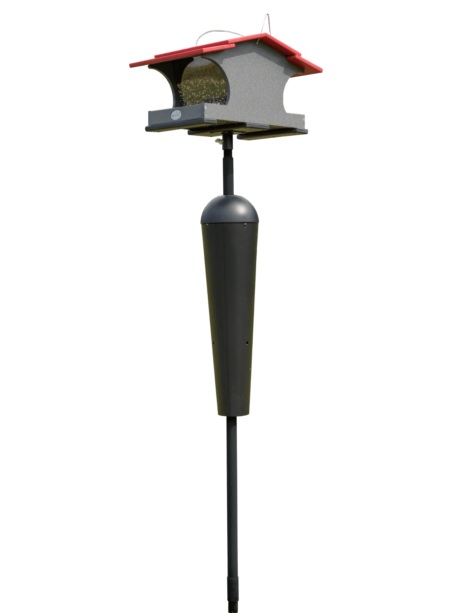 JCs Wildlife Large Poly Hopper Bird Feeder (Cardinal Red/Gray)