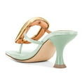 thumbnail image 3 of FSJ Women Chic Square Open Toe Flip Flops Slip On Gold Detail Kitten Low Heel Thong Sandals Casual Summer Beach Party Shoes Size 7.5 Pale Turquoise, 3 of 4