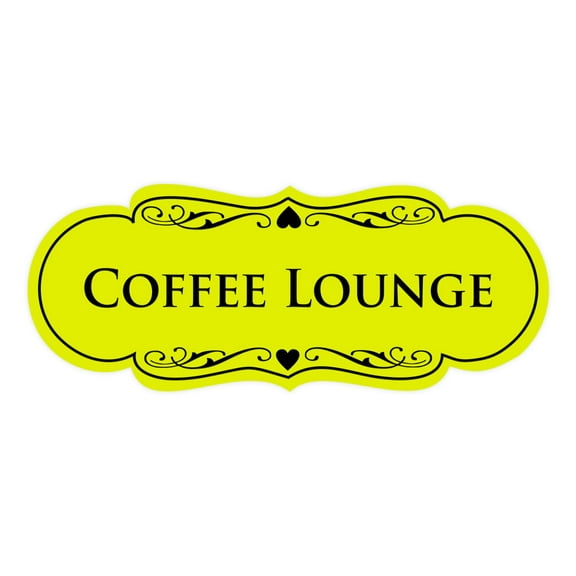 Signs ByLITA Designer Coffee Lounge Sign (Yellow / Black) - Large