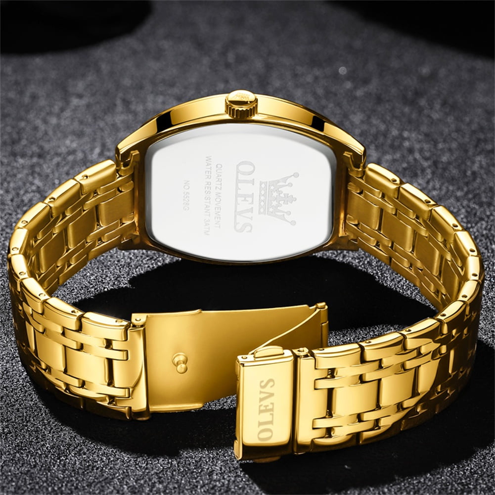 OLEVS Mens Watches Square Business Dress Diamond Analog Quartz Date Luxury Watches for Men Dress Casual Stainless Steel Waterproof Luminous Mens Wrist Watches Gifts Reloj para Hombre Gold/Black Dial
