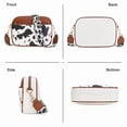 thumbnail image 3 of FALAN MULE Women's Leather Crossbody Bag, Cow Print Cell Phone Purse, Triple Zip Pocket, Adjustable Shoulder Strap, 3 of 8