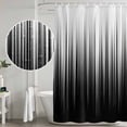 thumbnail image 5 of Black White Shower Curtain, Waterproof Shower Curtains for Bathroom, Modern Geometric Abstract Gradient Striped Washable Fabric Bathtub Curtain Set Bath Decor with 12 Hooks Stall 36"x72", 5 of 8