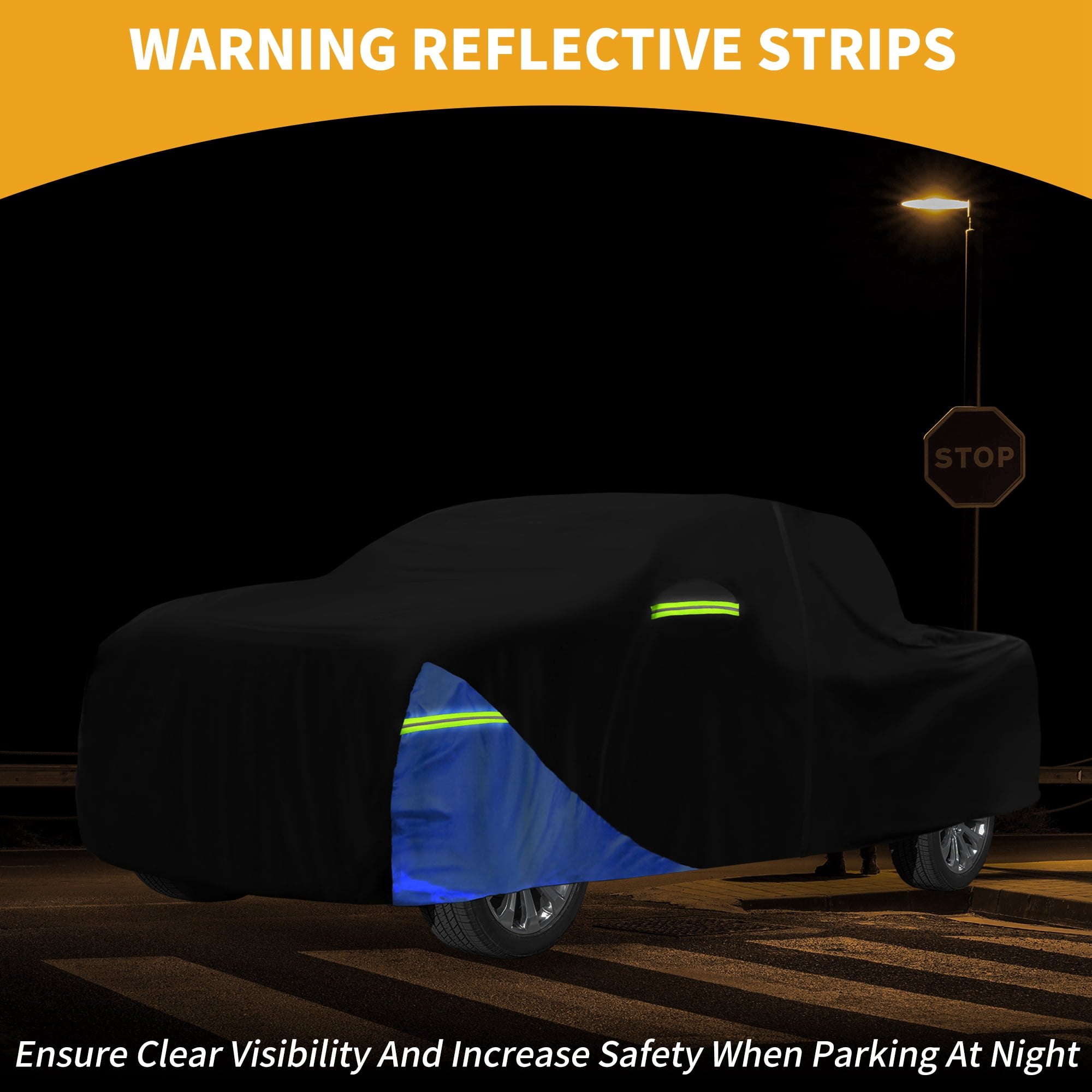Unique Bargains Full Car Cover 210D Oxford Black 236.22"x80.71"x66.93"