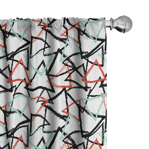 Ambesonne Grunge Curtains, Retro Abstract Pattern, Pair of 28"x95", Mint Green Vermilion