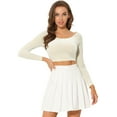 thumbnail image 1 of Disfraz de Halloween Top corto de terciopelo con hombros descubiertos y manga larga para mujer Beige XL, 1 of 5