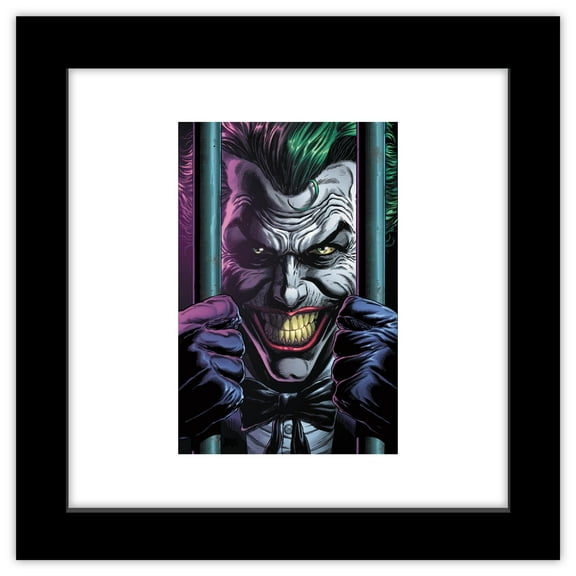 Gallery Pops DC Comics Batman - Three Jokers #2 Joker Behind Bars Premium Variant Cover Jason Fabok Wall Art, Black Framed Version, 12" x 12"