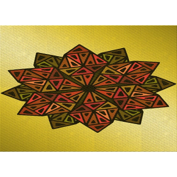 Ahgly Company Machine Washable Indoor Rectangle Transitional Bright Gold Yellow Area Rugs, 7' x 9'