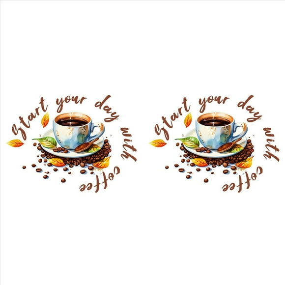 2X Pegatinas de Pared de de Café, DecoracióN de Fondo de Restaurante, Mural para CafeteríA, Cocina, HabitacióN, DecoracióN del Hogar, CalcomaníAs Autoadhesivas
